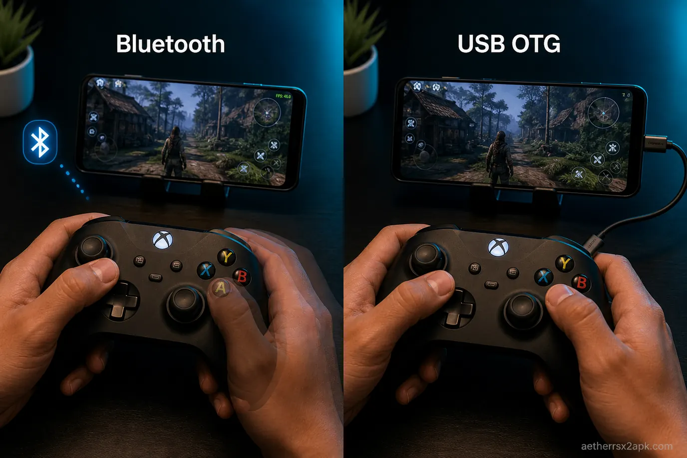 Xbox pad on Bluetooth versus USB OTG