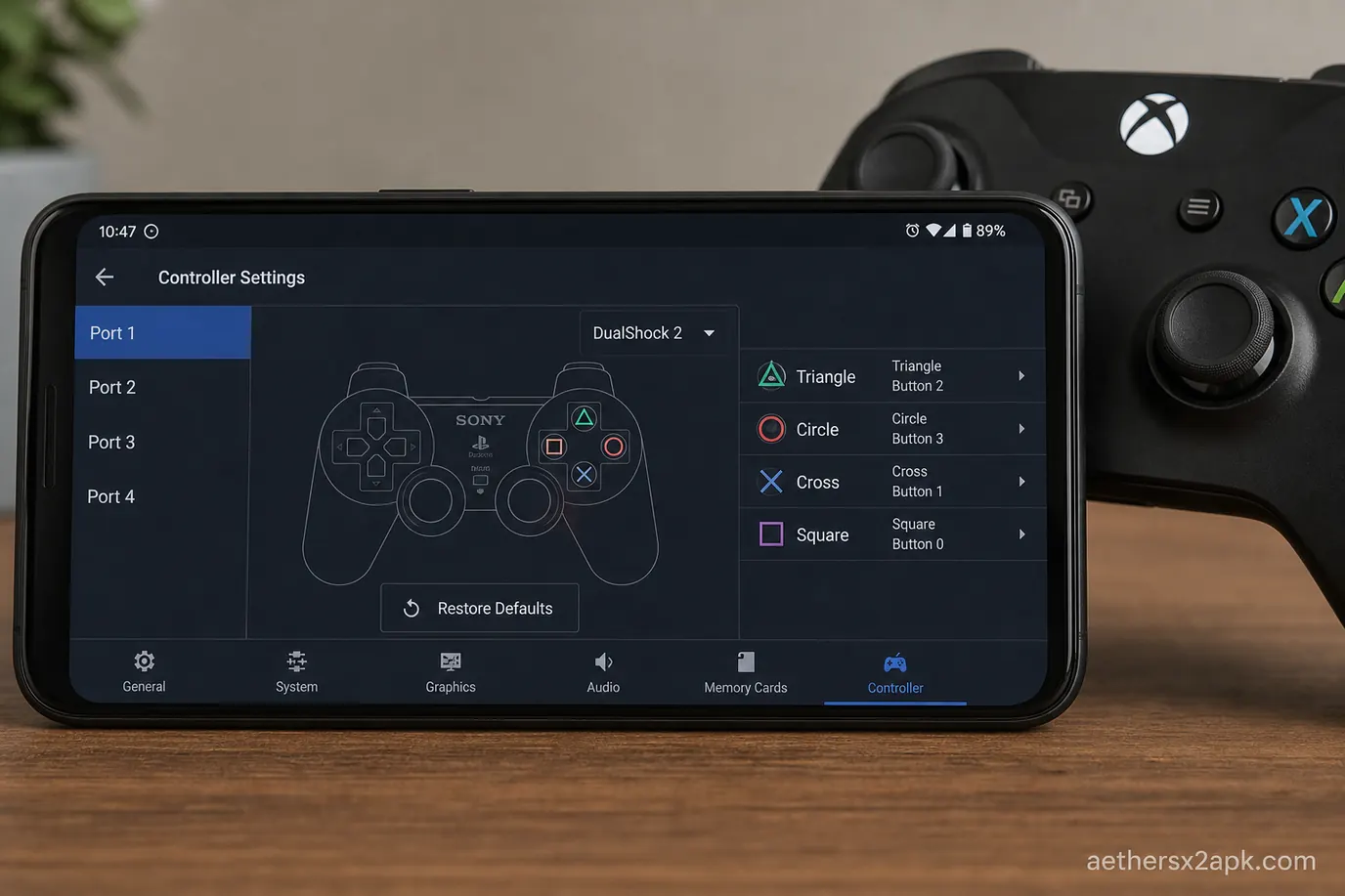 AetherSX2 Port 1 DualShock mapping